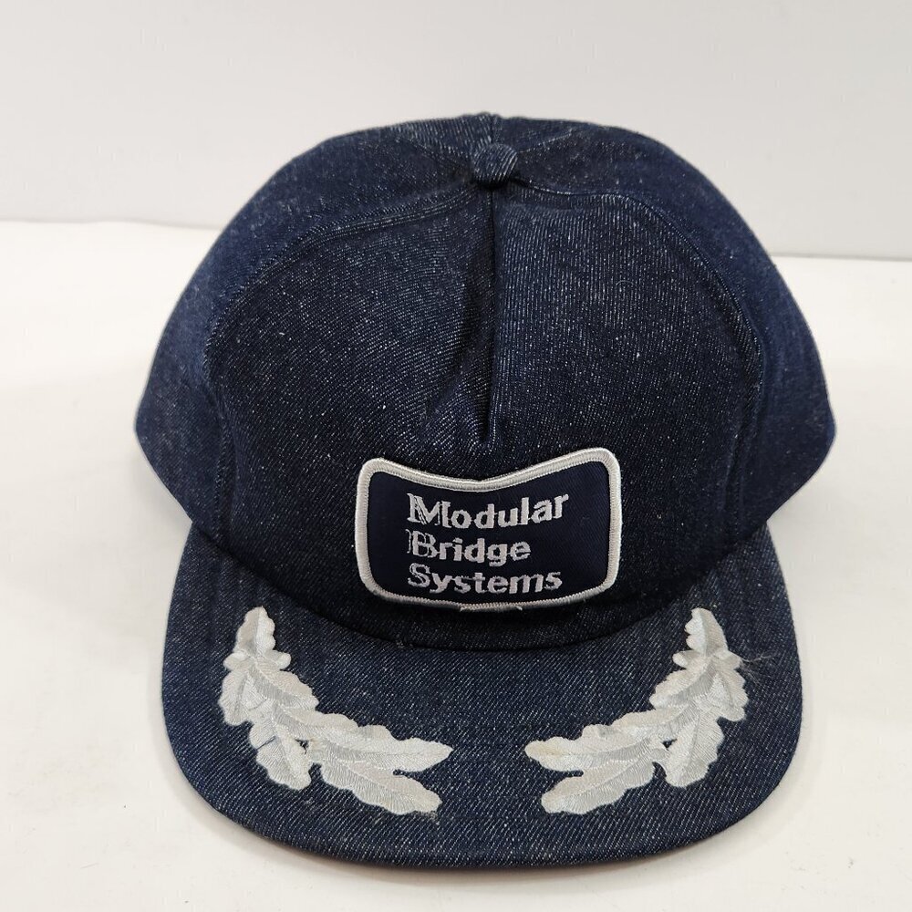 Vintage Denim Trucker Hat with Modular Bridge Systems Patch